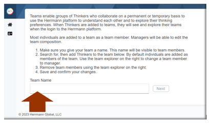 Create Team Name the Team