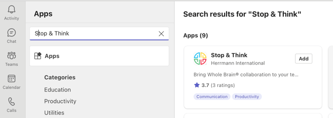 Stop and Think_App Search