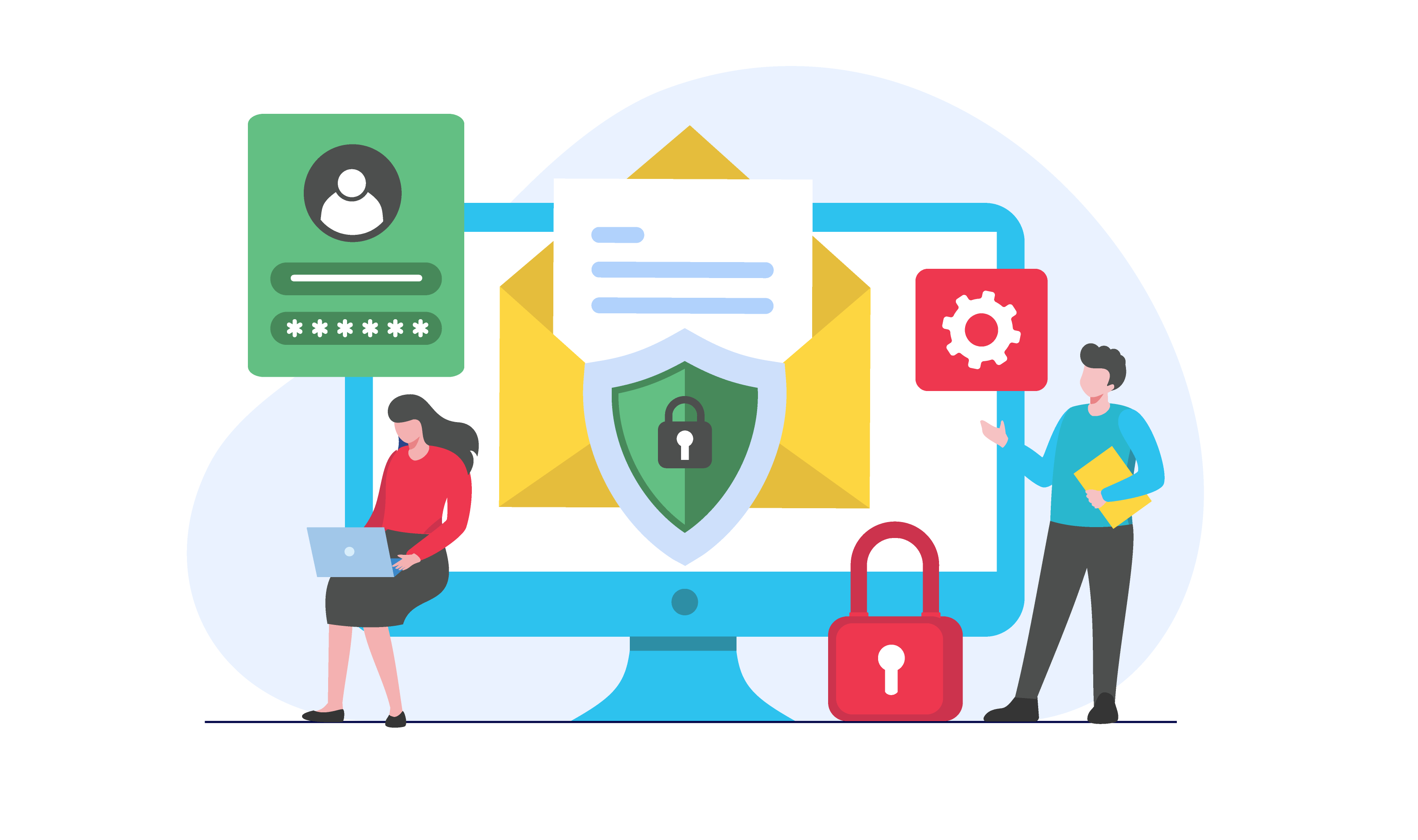 Illustration of secured files on a laptop