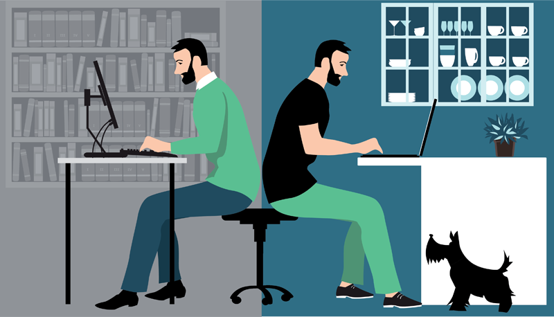 Illustration of person working throughout the day