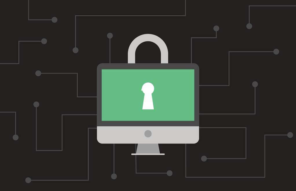 Illustration of laptop with a lock icon on the screen