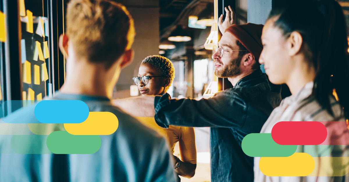 Team members chatting together in a meeting