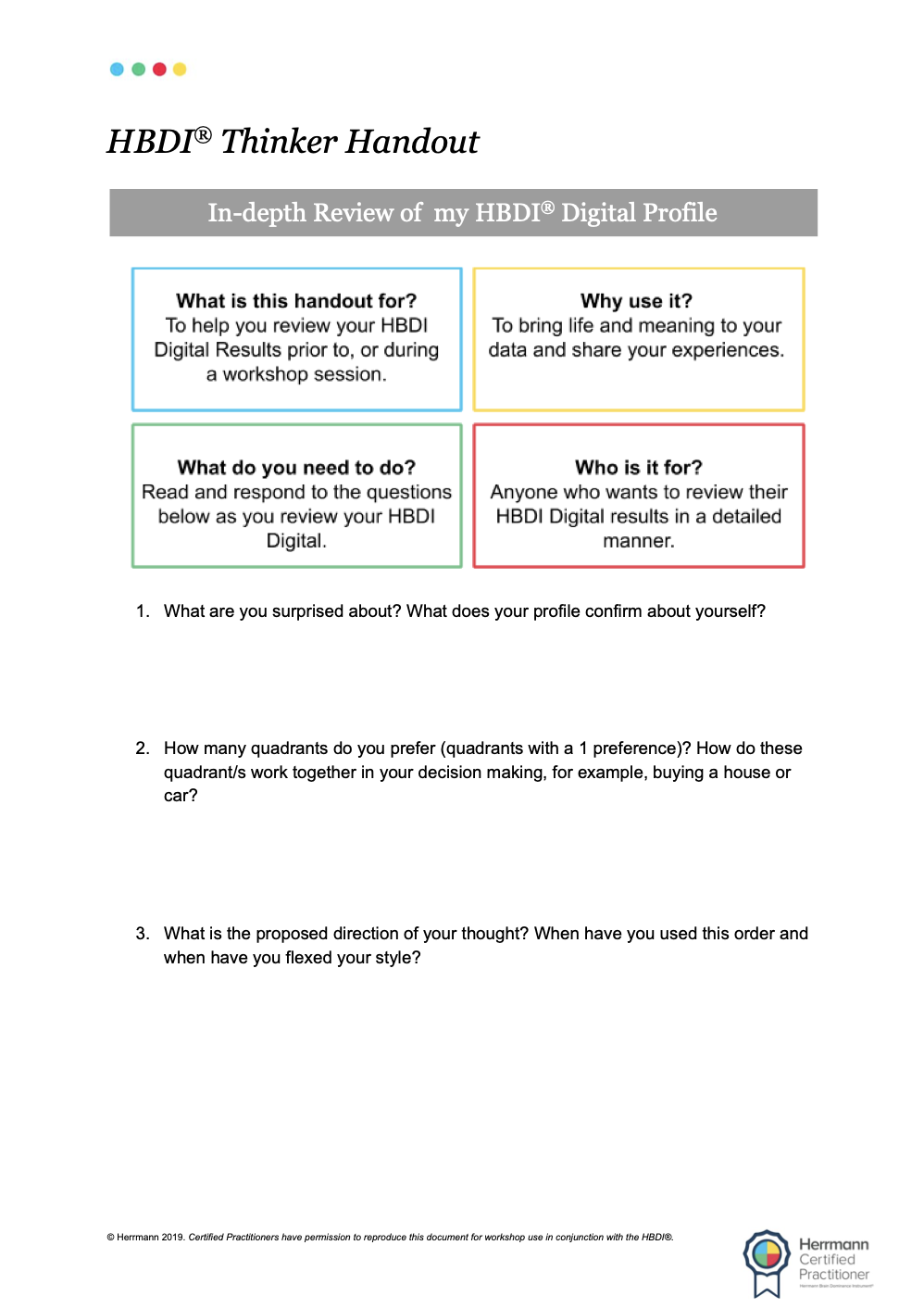 HBDI Thinker Handout