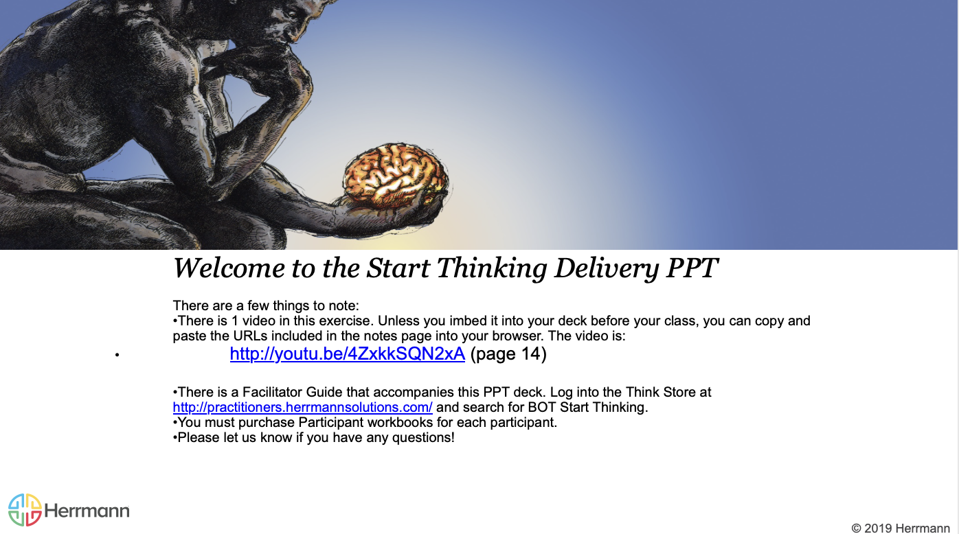 Start Thinking - Slide Deck