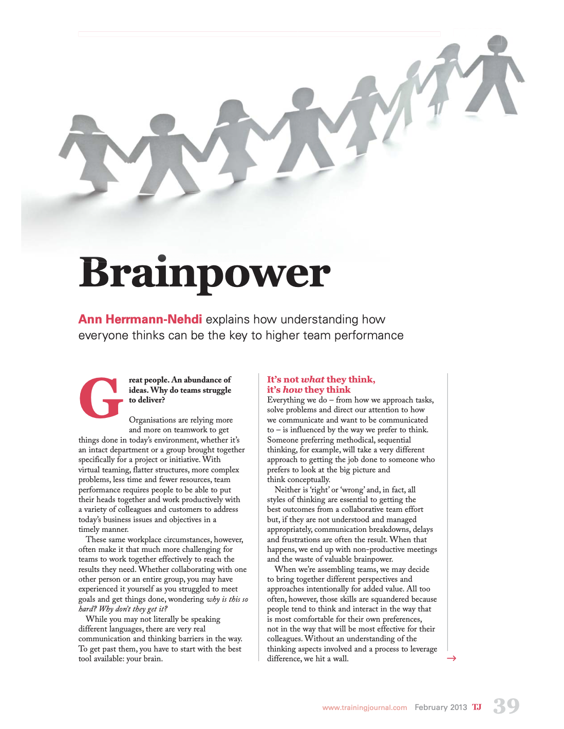 ThinkAbout Teams - Brainpower Article