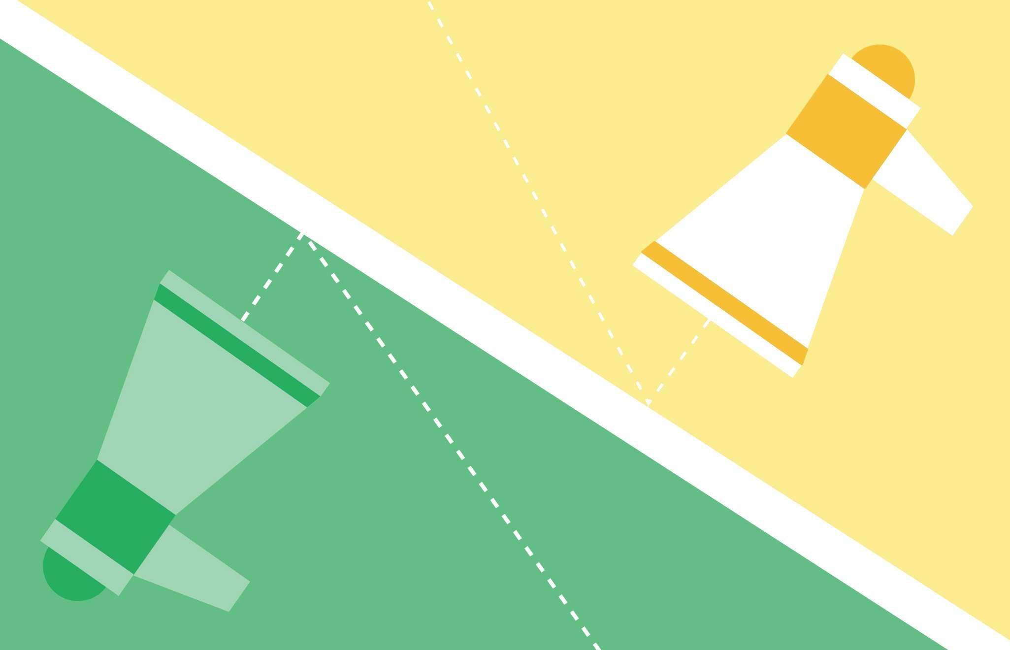 Illustration of two megaphones on opposite sides